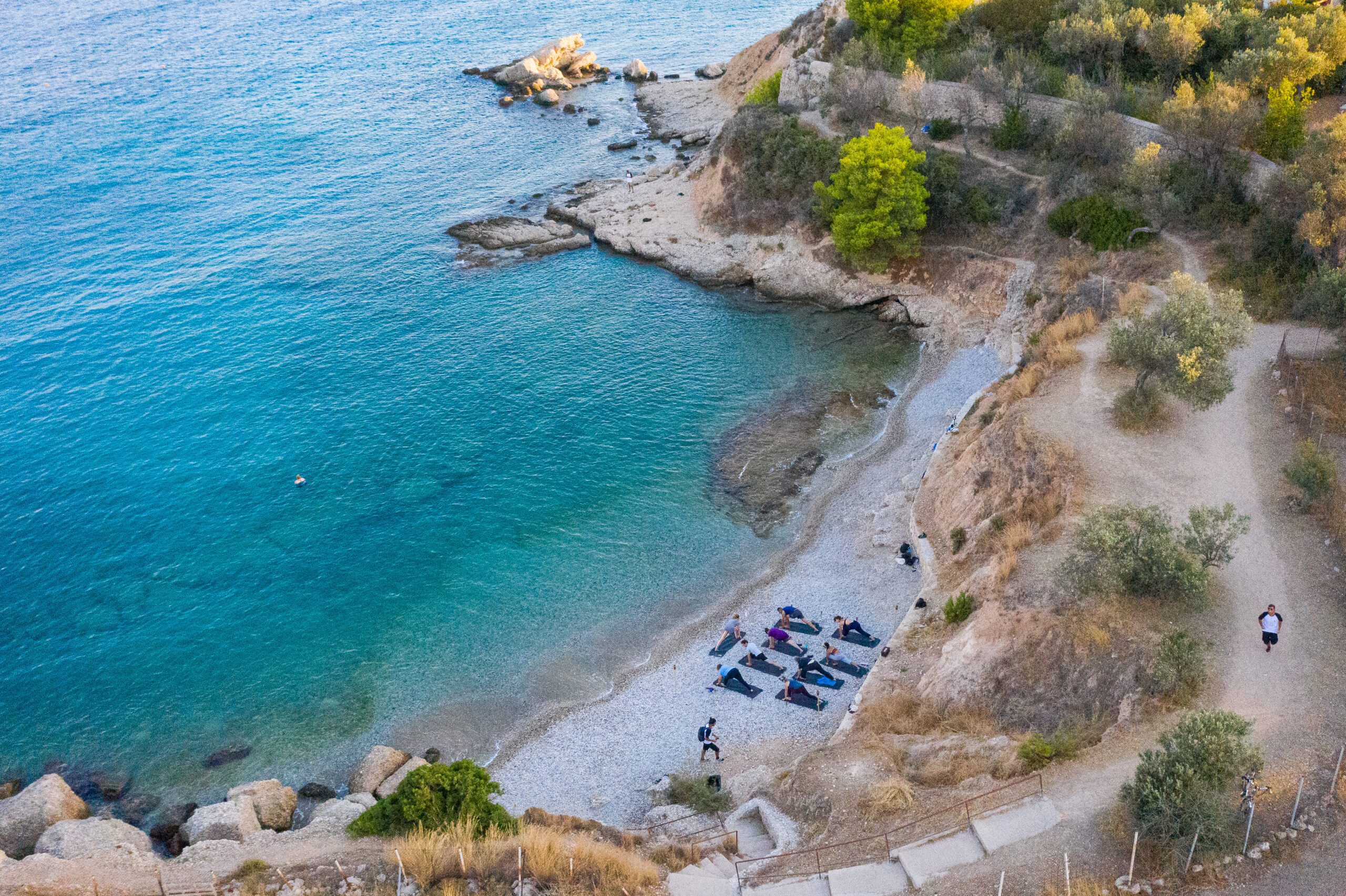 Aerial view of Greek coastline
